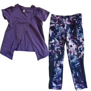 Jill Yoga 3T toddler tie-dye‎ 2 piece set purple to shirt and pants B2